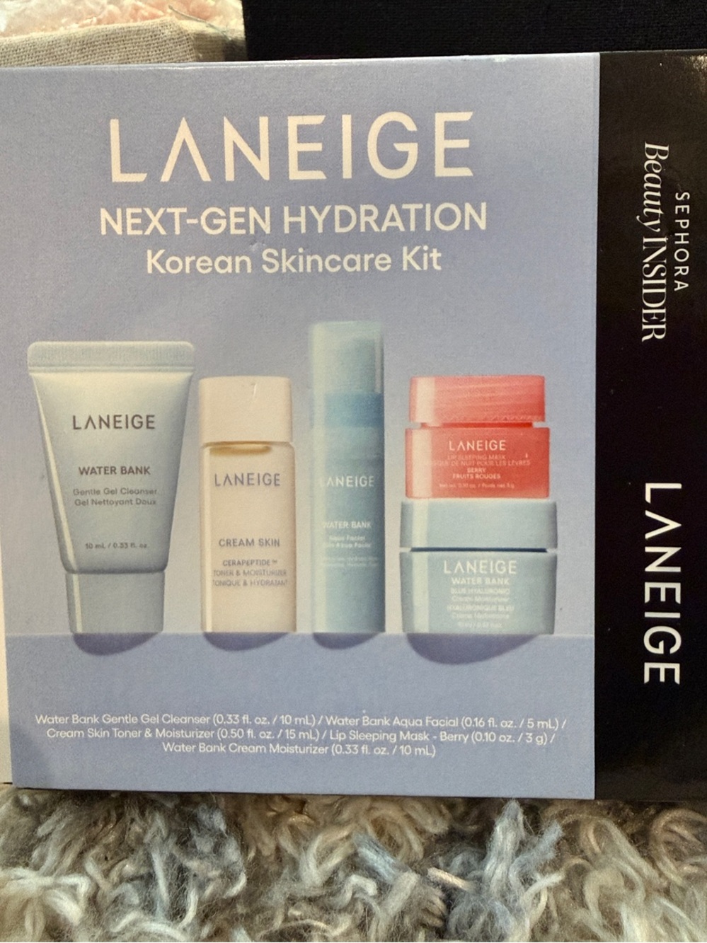 LANEIGE Skincare Kit in Light Blue with Coral Accent